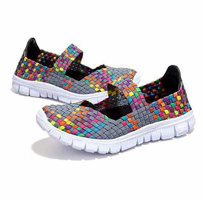 Women weave breathable casual running shoes