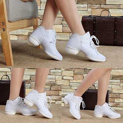 Dance shoes with soft bottom breathable mesh shoe uppers increased white
