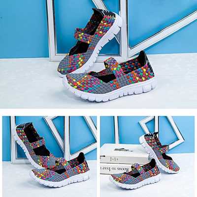 Women weave breathable casual running shoes