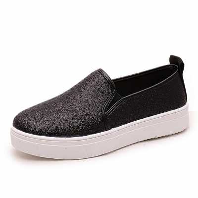 Women flash sequins flat shoes loafers shoes breathable sneakers casual shoes black