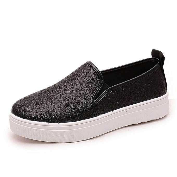 Women flash sequins flat shoes loafers shoes breathable sneakers casual shoes black
