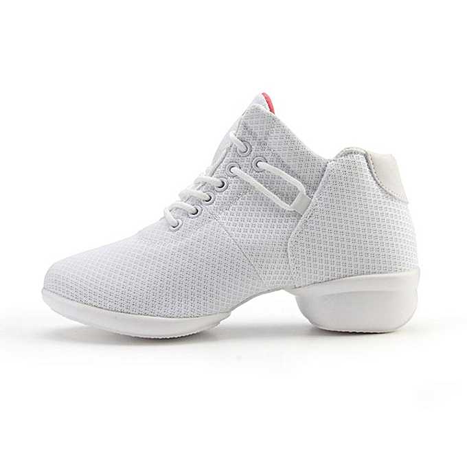Dance shoes with soft bottom breathable mesh shoe uppers increased white